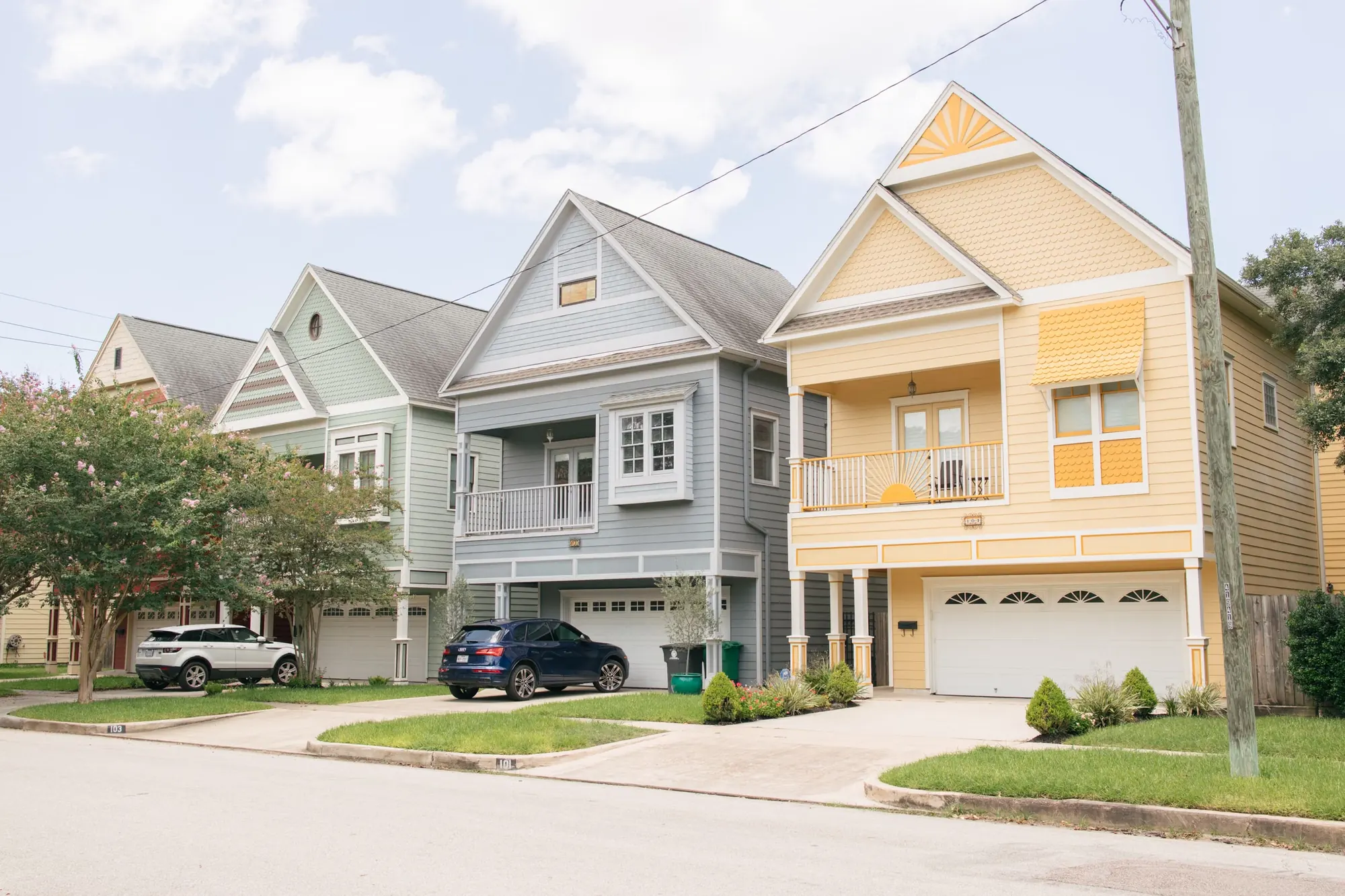 Homes on a residential street in the Houston Heights